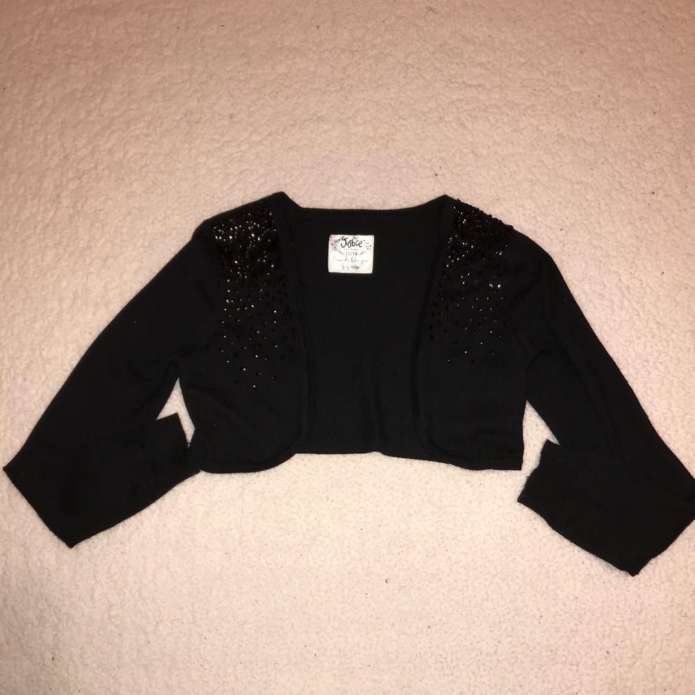 black cropped sequin sweater